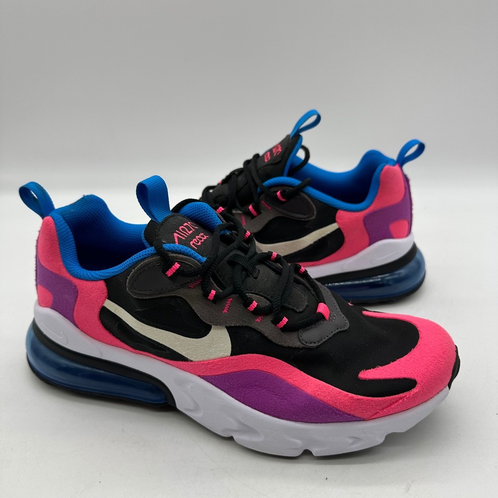 Nike Air Max 270 React BQ0101-001 Kids Size 6Y Black Pink Blue Youth Sneakers